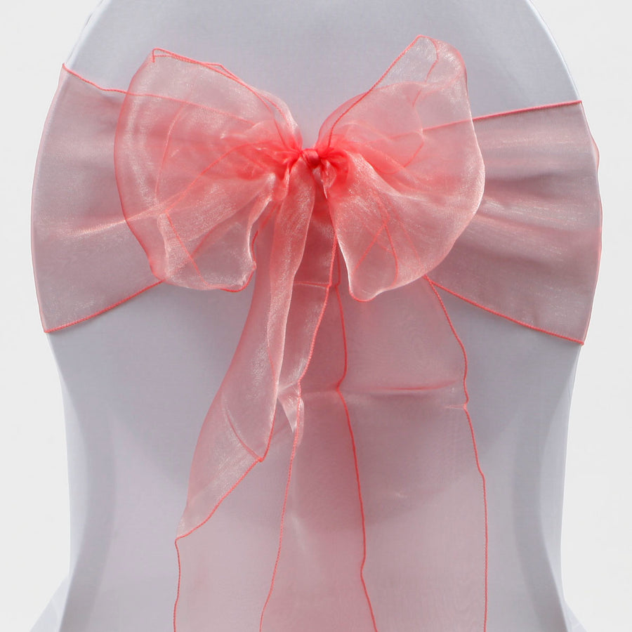 Organza Chair Sashes - Coral