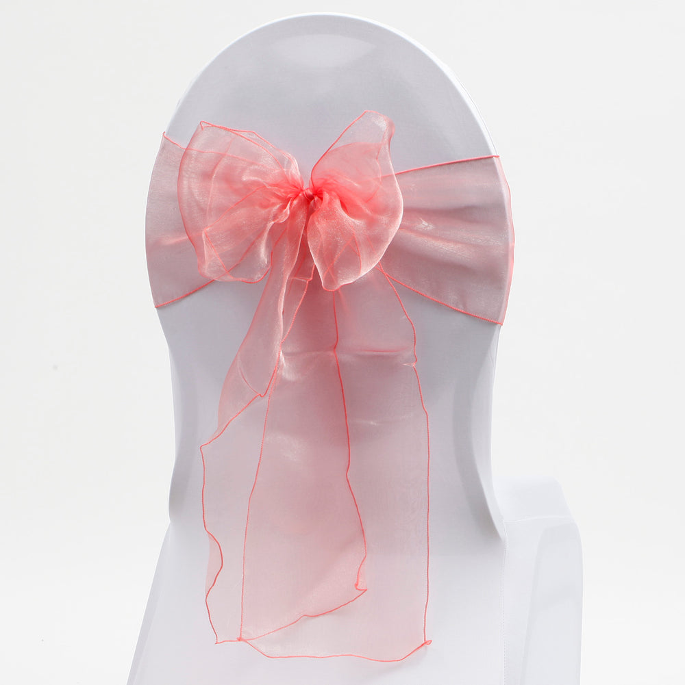 Organza Chair Sash oblique view - Coral