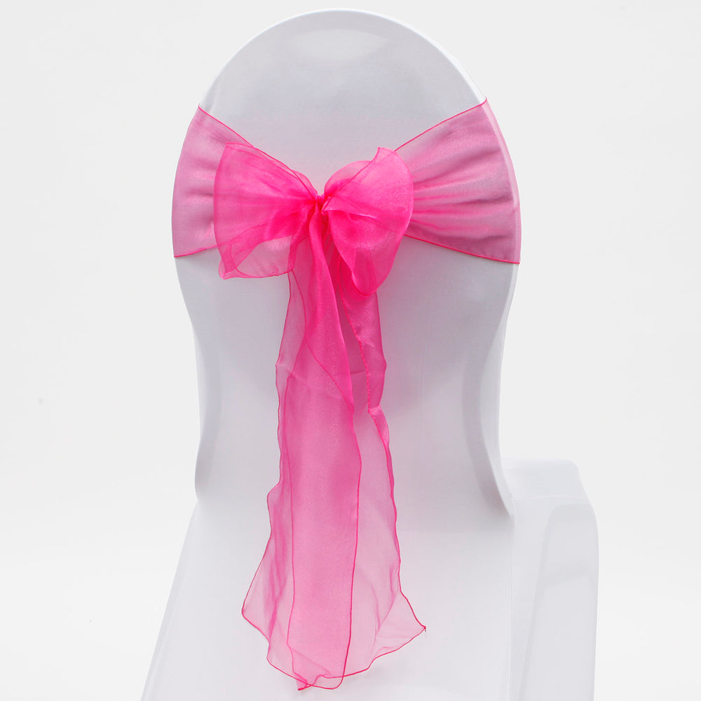 Organza Chair Sash oblique view - Hot Pink