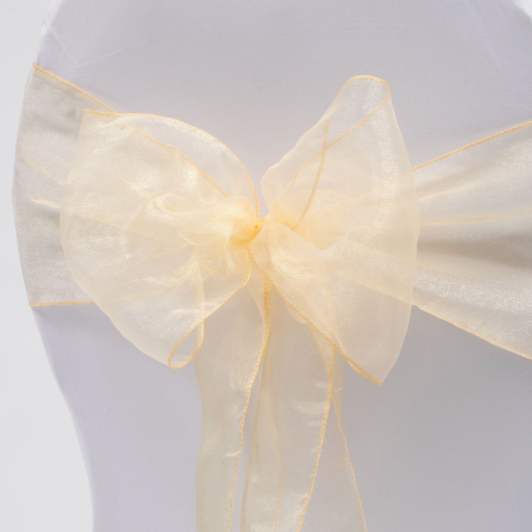 CLEARANCE Organza Chair Sashes - Light Gold