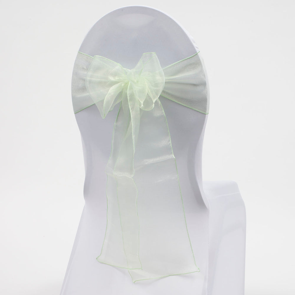 Organza Chair Sash Light Green Close up