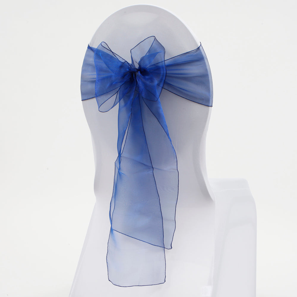 Organza Chair Sash oblique view - Navy Blue