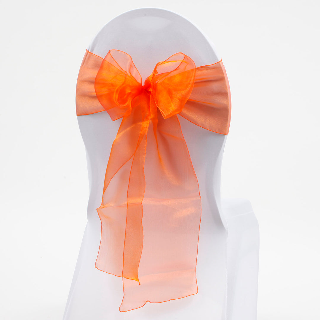 Organza Chair Sash oblique view - Orange