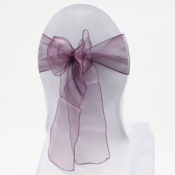 Organza Chair Sash oblique view - Plum