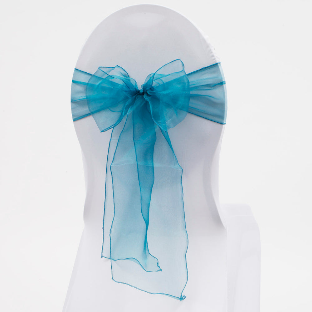 Organza Chair Sash oblique view - Teal