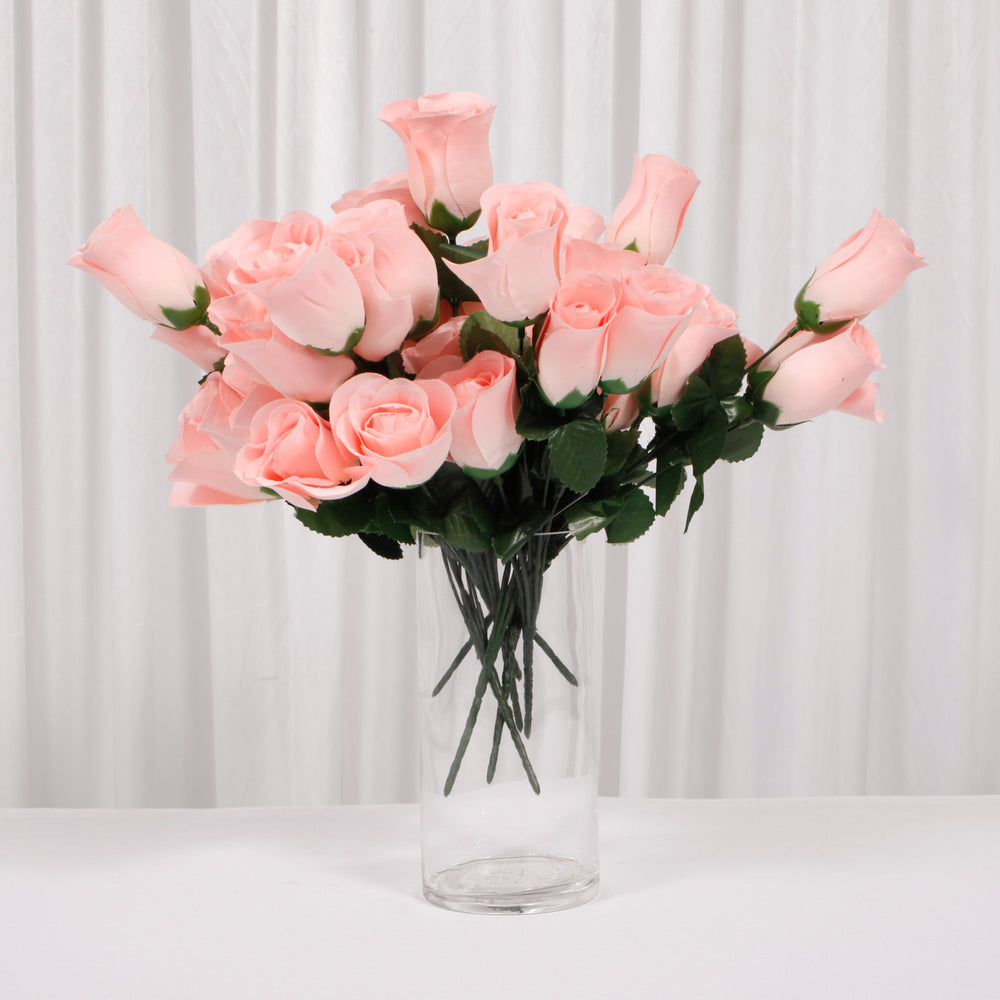 Artificial Silk Premium Rose Bud Bouquet - Peach in vase