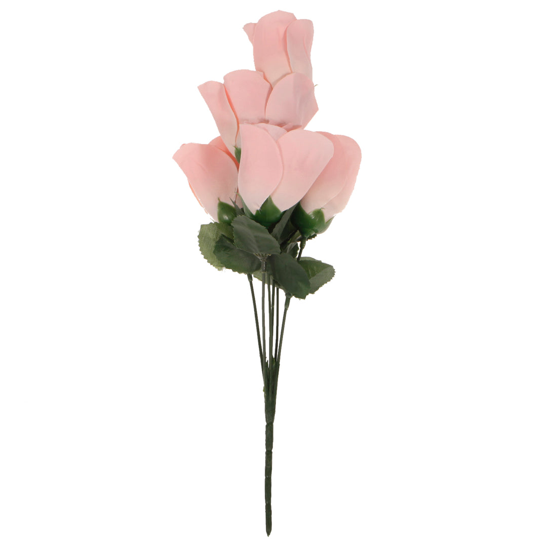 Artificial Silk Premium Rose Bud Bouquet - Peach