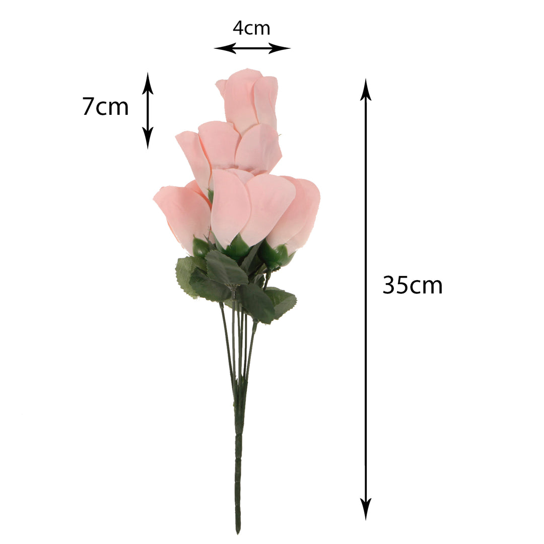 Artificial Silk Premium Rose Bud Bouquet - Peach sizing