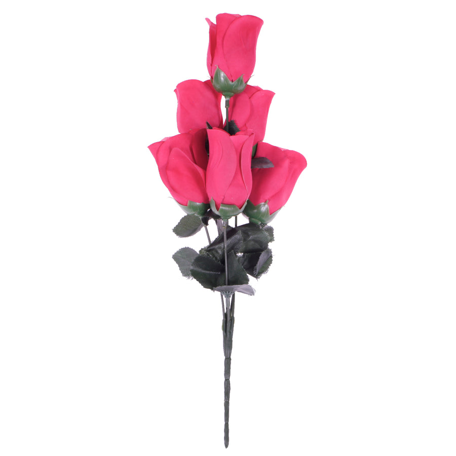 Artificial Silk Premium Rose Bud Bouquet - Hot Pink