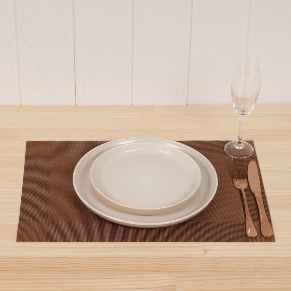 Woven Place Mats - Bronze, setting with cutlery