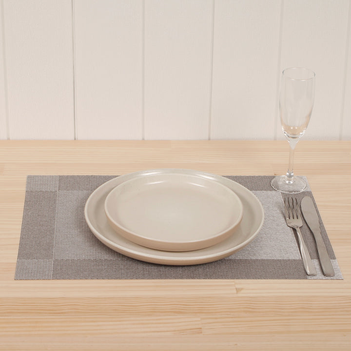 Woven Place Mats - Silver, setting with cutlery