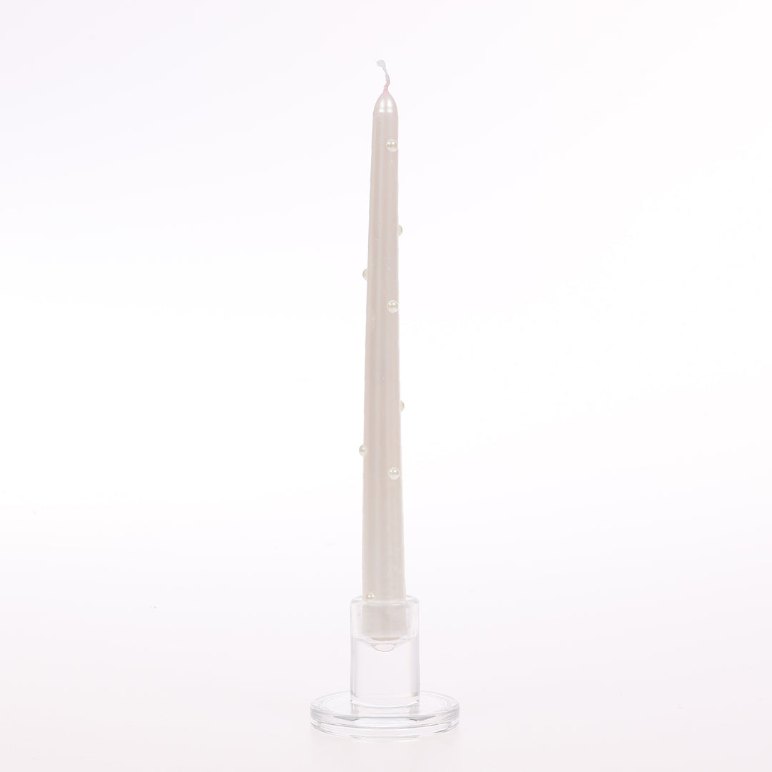 Pearl Taper Candles - White