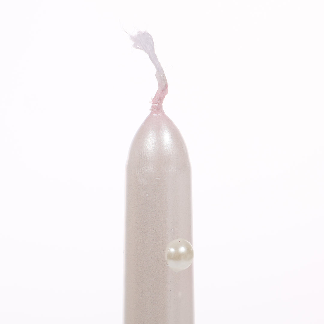 Pearl Taper Candles - White
