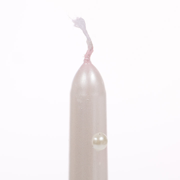 Pearl Taper Candles - White
