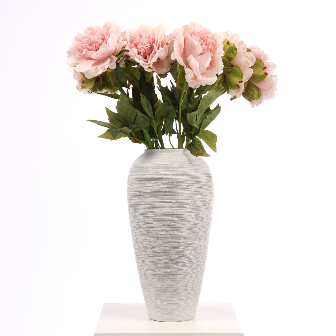 Textured Centrepiece Urn Shaped Vase - Light Grey (18x34cm)