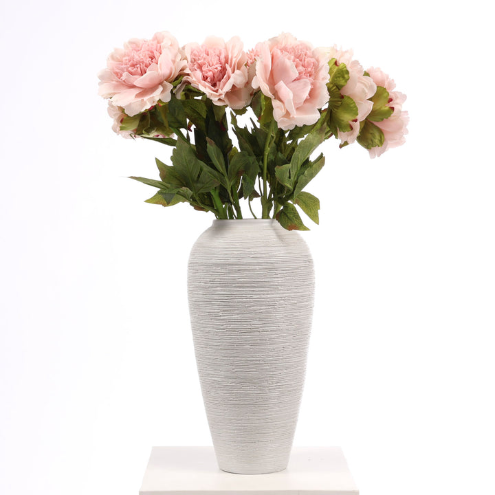 Textured Centrepiece Urn Shaped Vase - Light Grey (18x34cm)