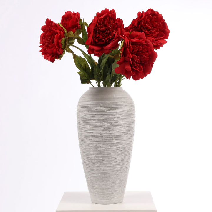 Artificial Peony Rose - Large Stem - Red in vase