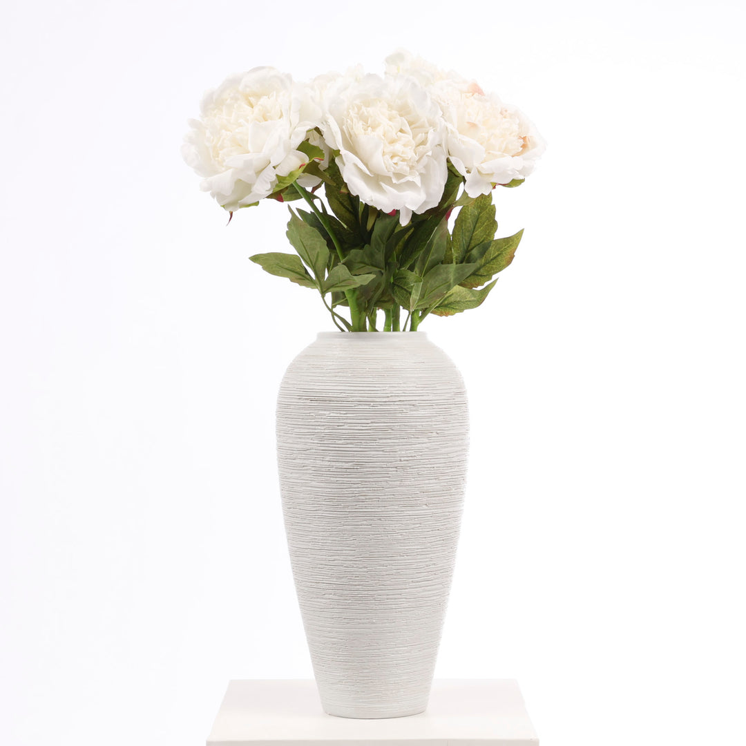 Artificial Peony Rose - Large Stem - White in vase