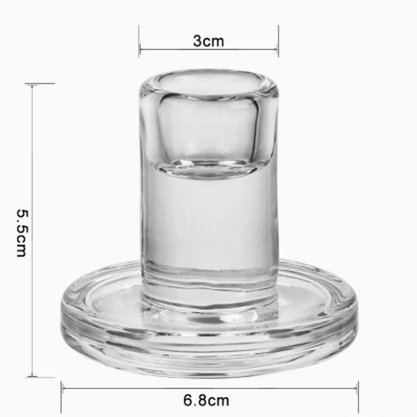 Glass Taper Candle Holder - Modern Disc (Style 4) Dimensions