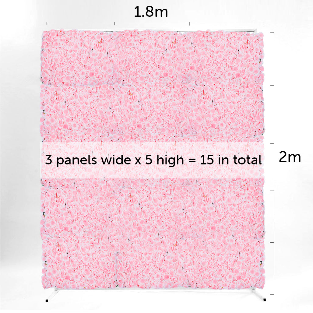 Pink Hydrangea Flower Wall + White Mesh Frame Freestanding Package (2m x 1.8m)