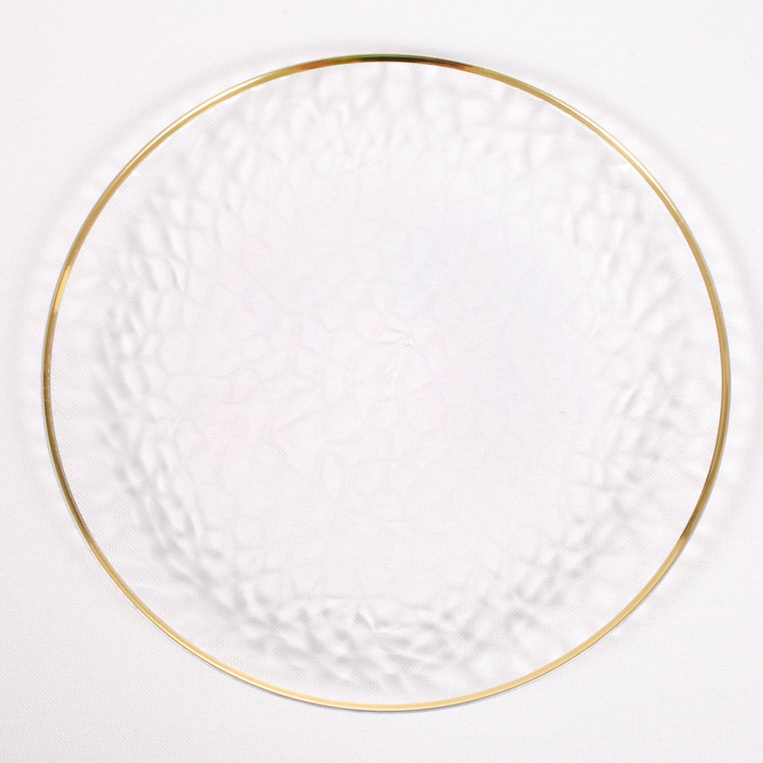 Plastic Dinner Plate - Clear with Gold Trim (19cm)