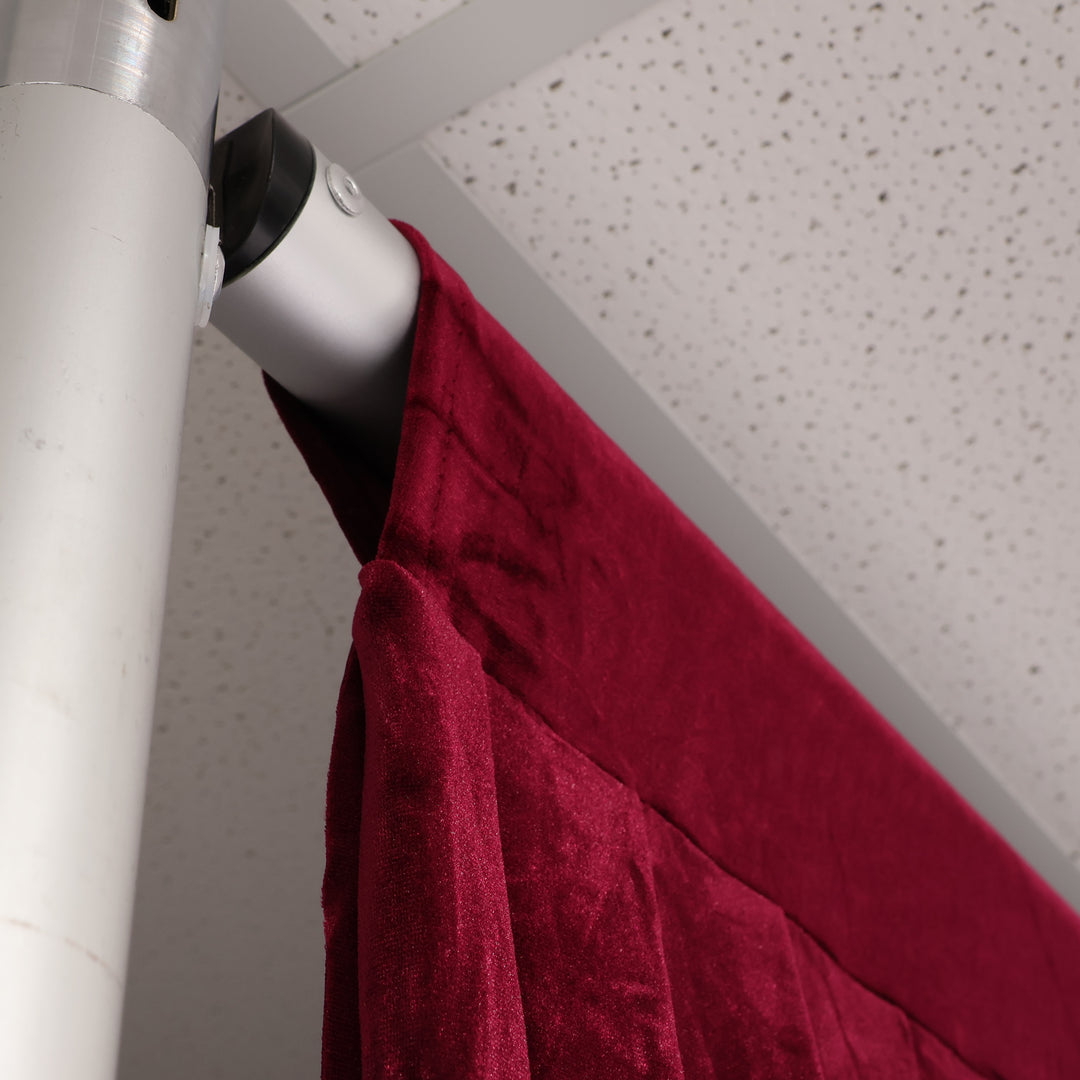 Premium Velvet Backdrop Curtain - Burgundy (3x3m) close up curtain rod hole