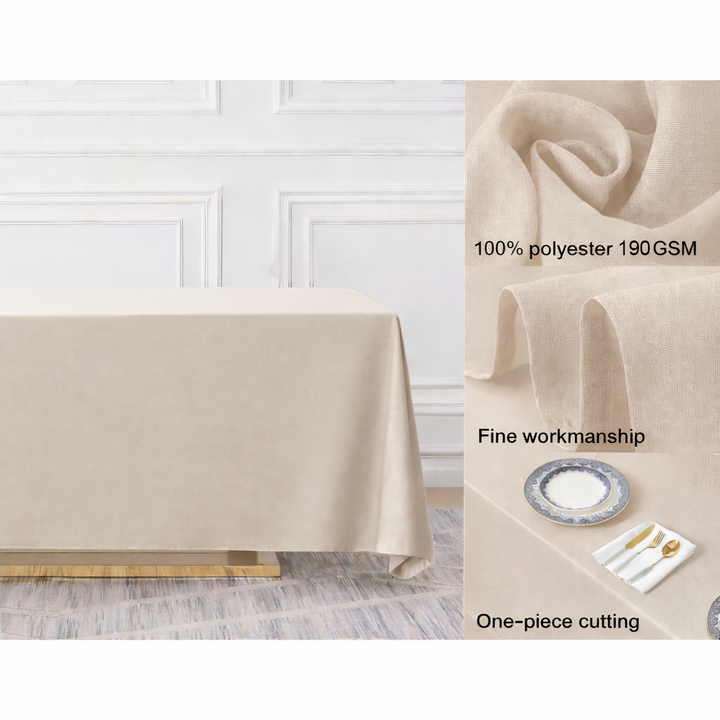 Linen Colour Rectangle Polyester Tablecloth Fabric Quality