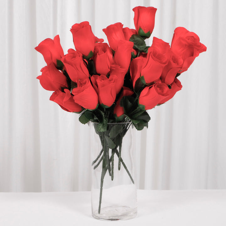 Artificial Silk Premium Rose Bud Bouquet - Red Rose in vase