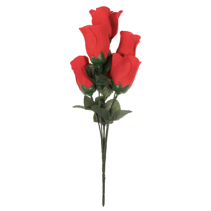 Artificial Silk Premium Rose Bud Bouquet - Red Rose