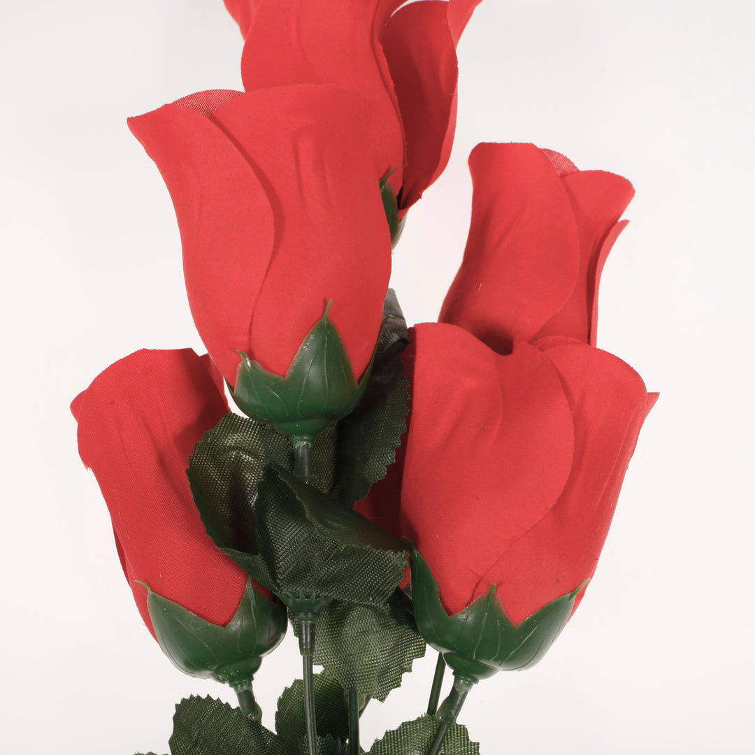 Artificial Silk Premium Rose Bud Bouquet - Red Rose detail