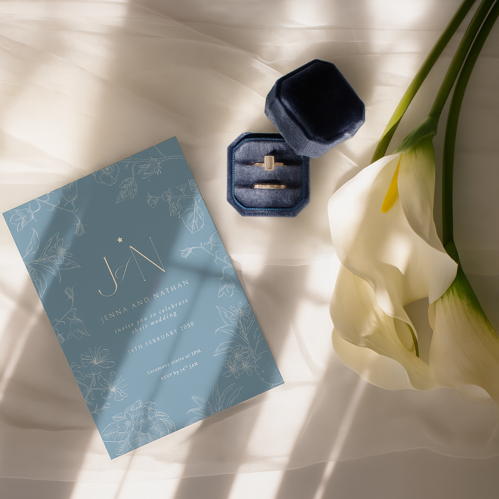 Velvet Ring Box - Dusty Blue