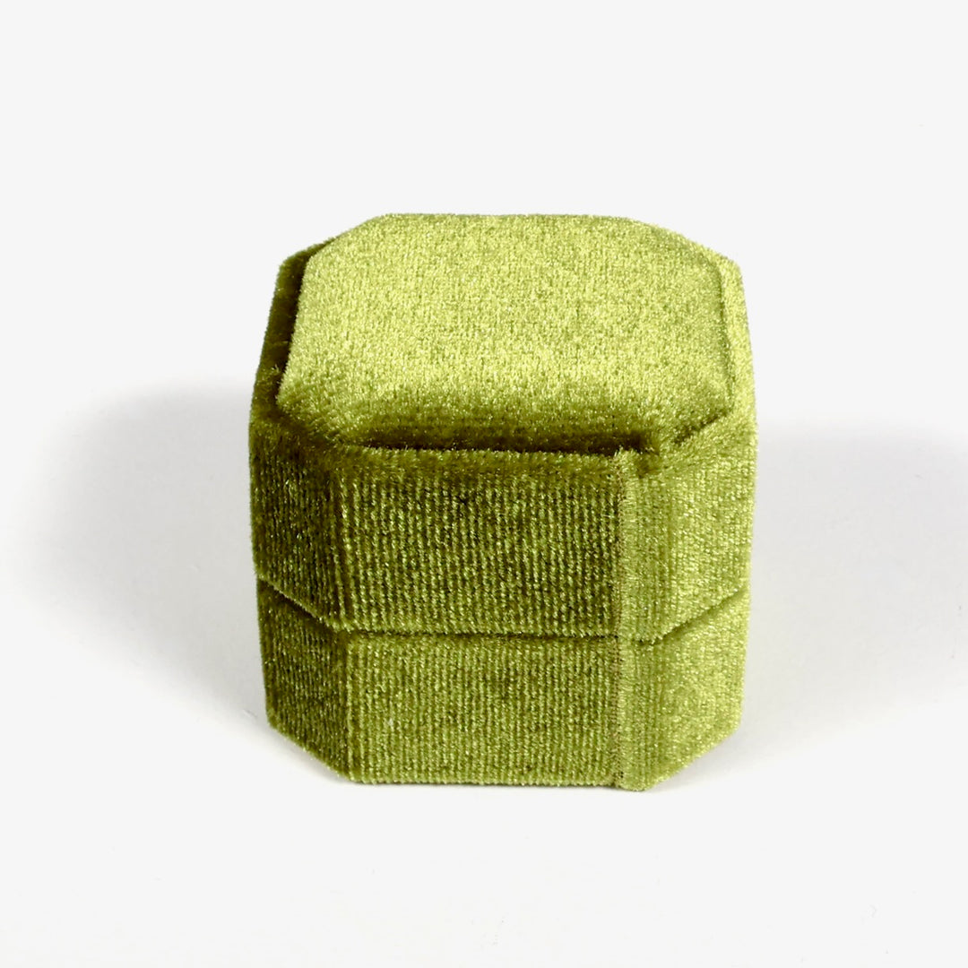 Velvet Ring Box - Olive Green