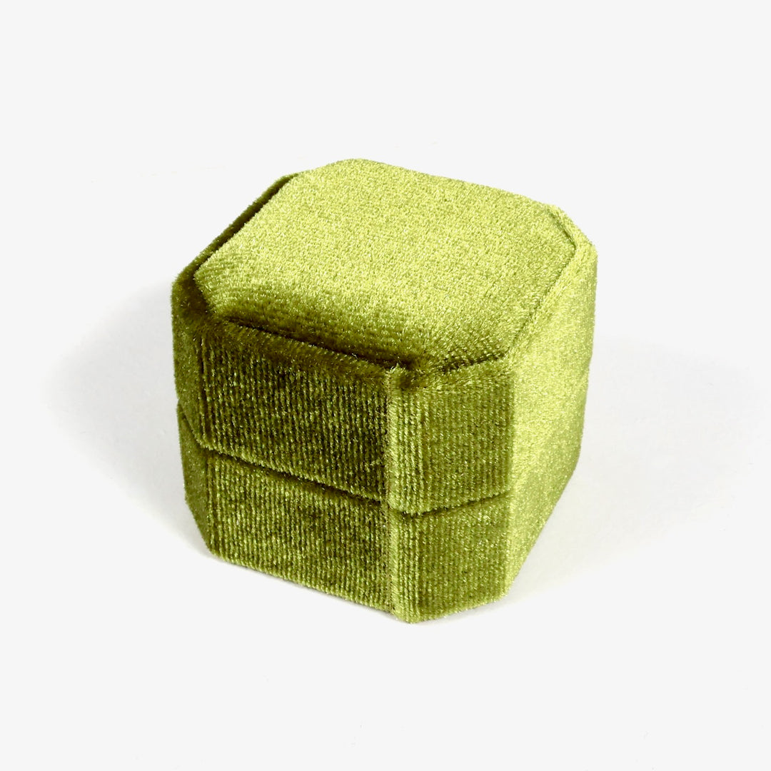 Velvet Ring Box - Olive Green