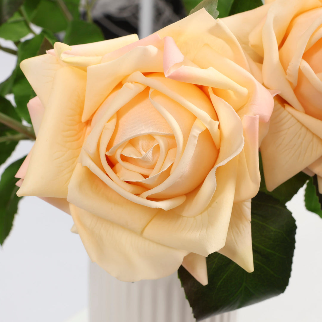 Artificial Rose Blossomed Stem - Peach close up