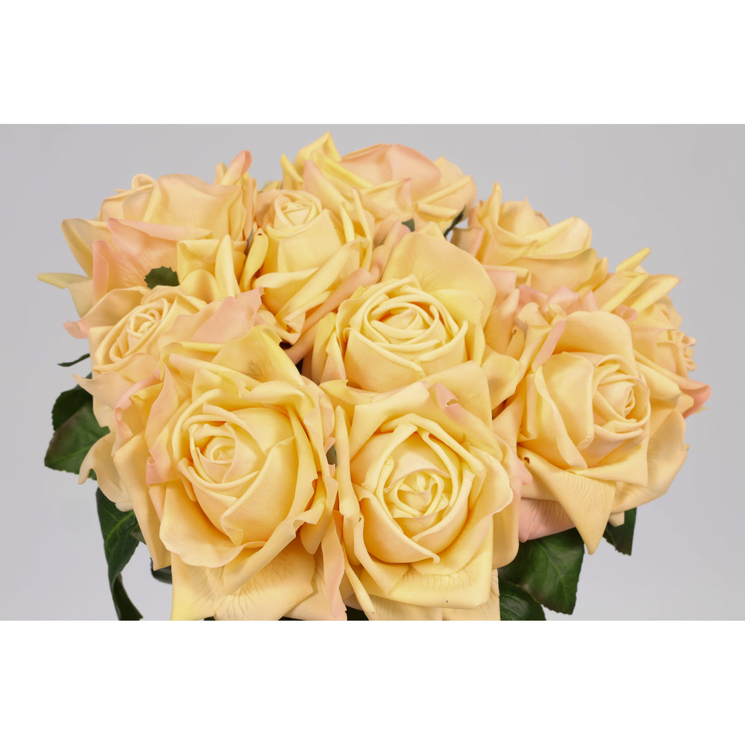 Artificial Rose Blossomed Stem - Peach bunched