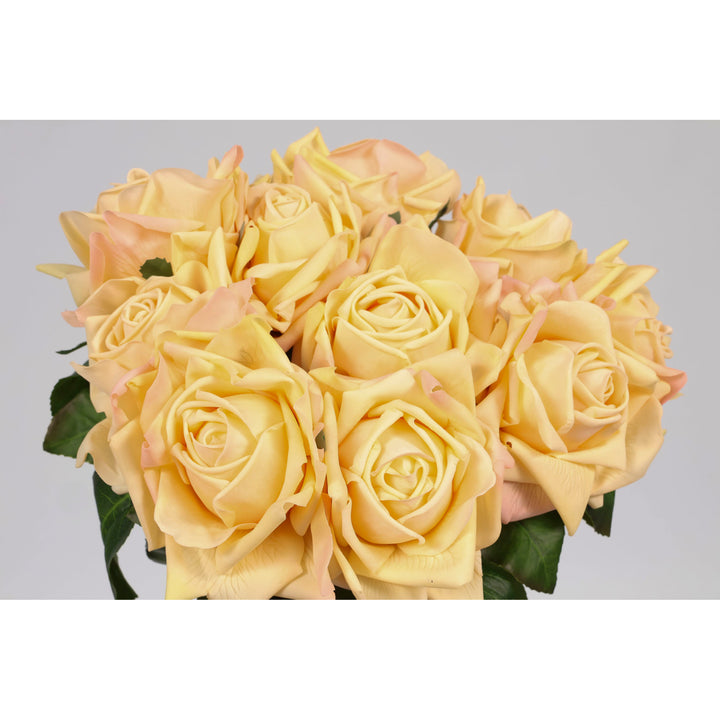 Artificial Rose Blossomed Stem - Peach bunched