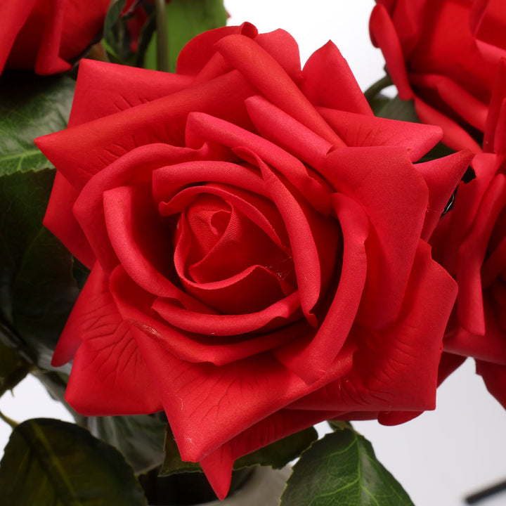 Artificial Rose Blossomed Stem - Red close up