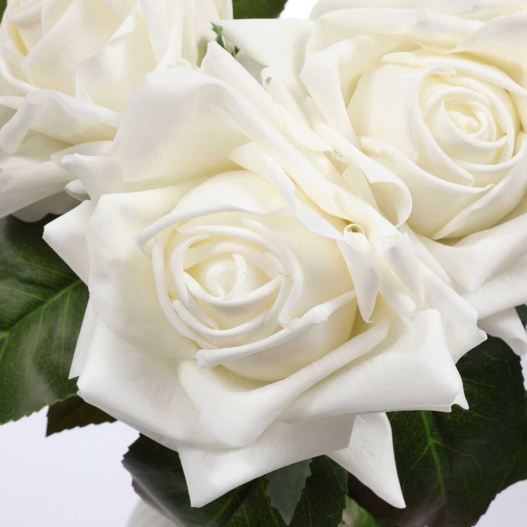 Artificial Rose Blossomed Stem - White close up