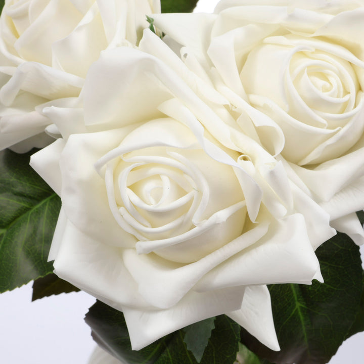 Artificial Rose Blossomed Stem - White close up
