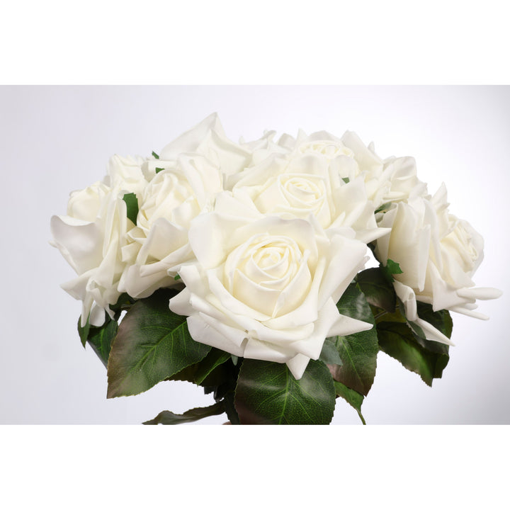 Artificial Rose Blossomed Stem - White bunched