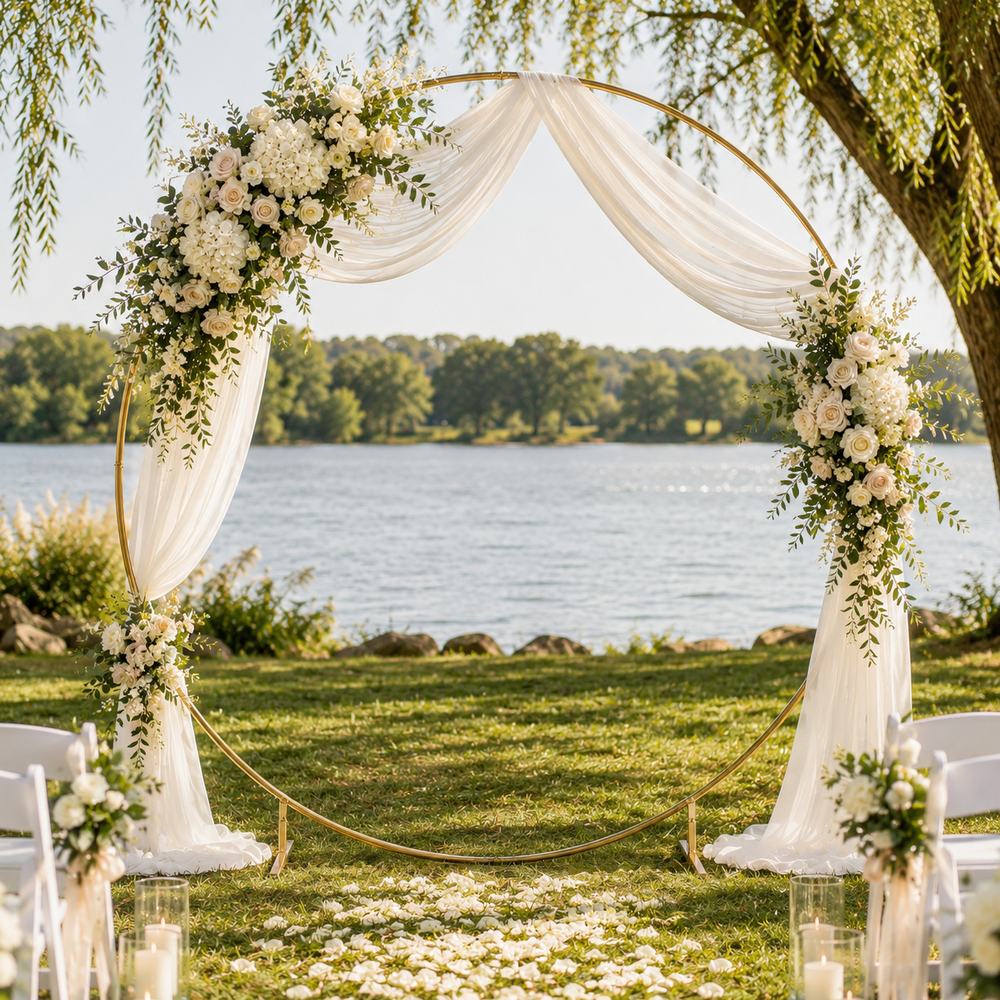 Round Wedding Arch / Flower Stand Frame - Gold (2m) ambiance