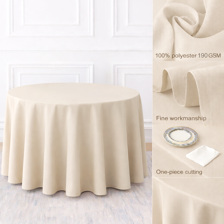 Linen Colour Round Polyester Tablecloth Fabric Quality
