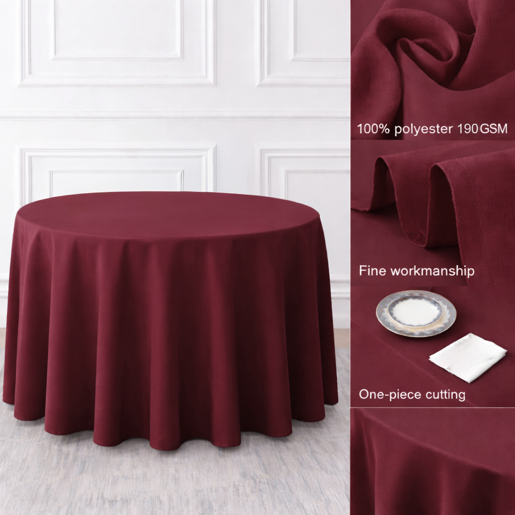 Round Tablecloth - Burgundy (260cm)