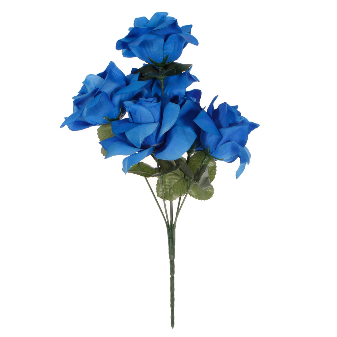 Artificial Silk Premium Rose Blossomed Bouquet - Royal Blue