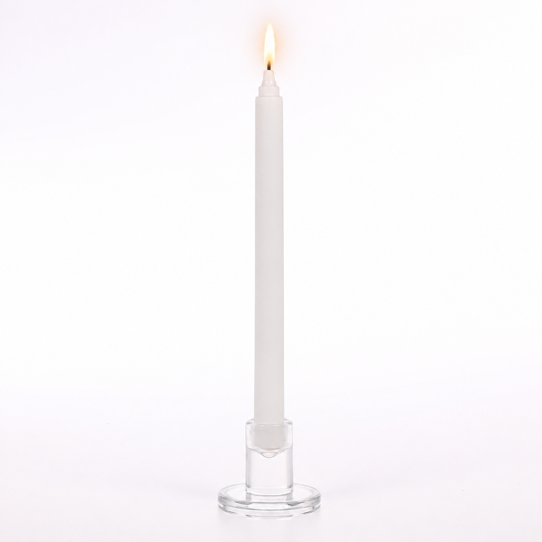 Ribbed Dinner Candles - White