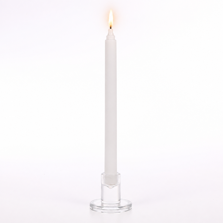 Ribbed Dinner Candles - White
