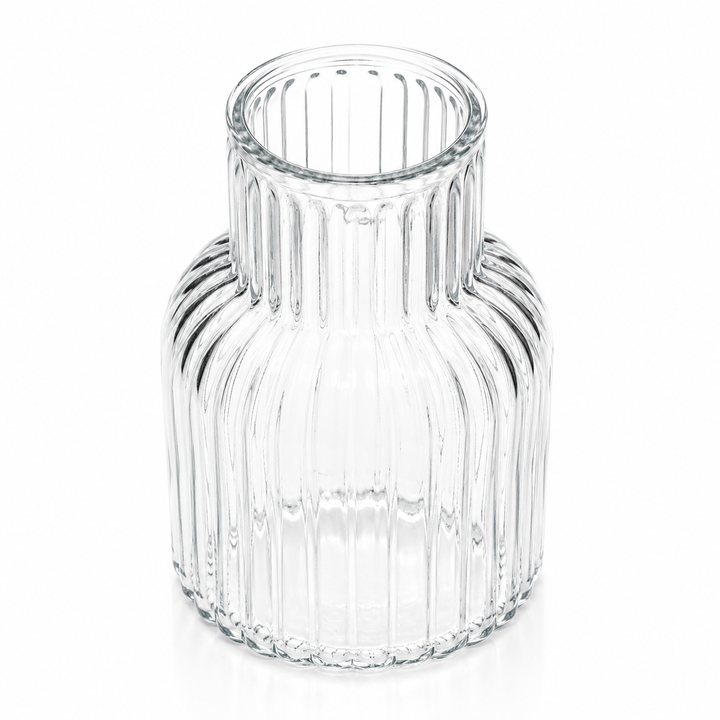 Ribbed Glass Bottle Vase - Clear (13x20cm) Top View
