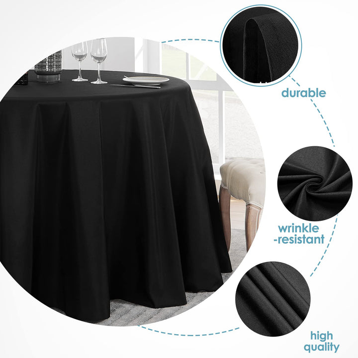 Black Round Tablecloth (150cm) Quality