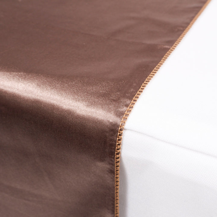 Satin Table Runners - Mocha overlocked edging