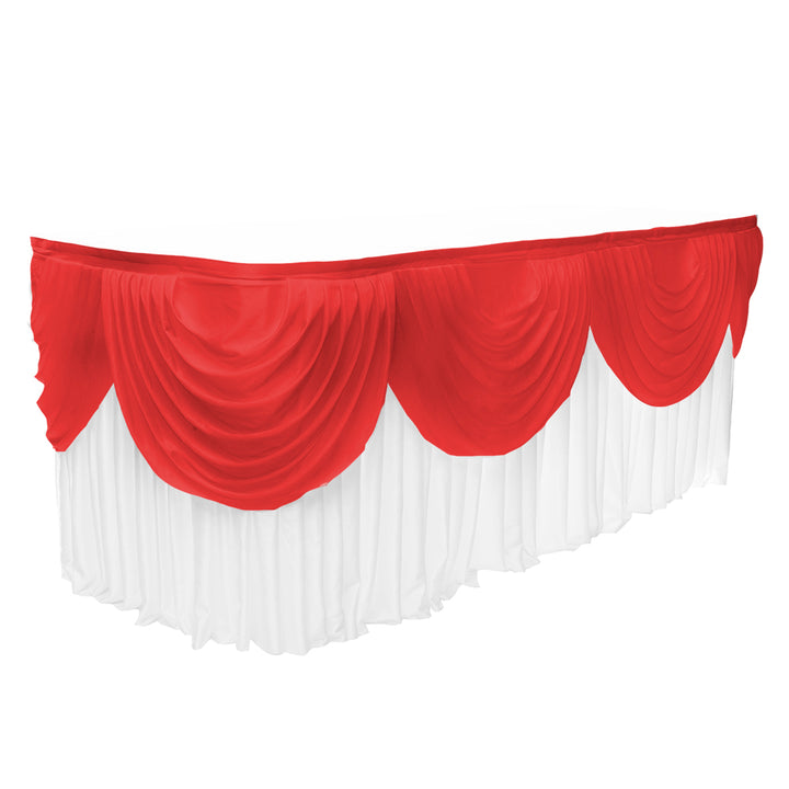 Ice Silk Satin 3m Swag  - Red attached to skirting